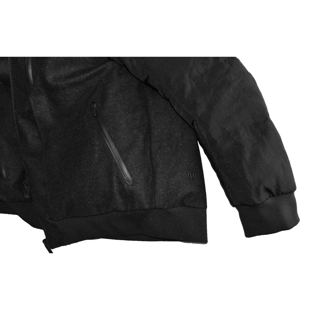 C0 Auth LULULEMON Black Reversible Roam Far Wool & Nylon Down Jacket Sz 12 $348 - Picture 8 of 9